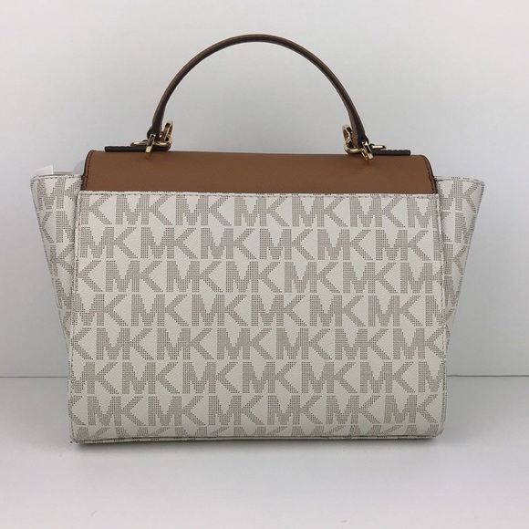 🆕Michael Kors Satchel Tina Size M Vanilla/Acrn - Picture 6 of 8